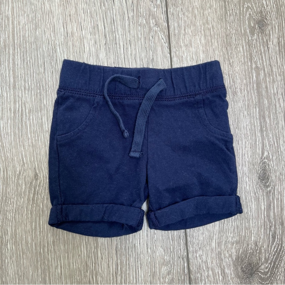 OLD NAVY PULL ON ROLLED HEM SHORTS NAVY 0-3MO